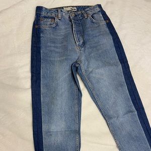 Top shop jeans with blue stripe down leg